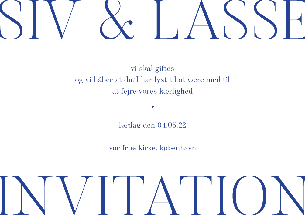 Invitationer - Siv & Lasse Mørkeblå